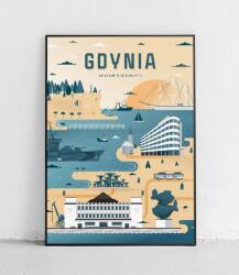  Gdynia Város poszter matt sárga-kék 70x100 cm (51838941266260)