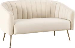 Ramely Canapea de design cu 2 locuri, tesatura Velvet bej/gold crom-auriu, BAGY Canapea