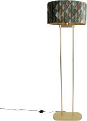 QAZQA Sárgaréz állólámpa ovális, levélmintás búrával és arany belsővel 50cm - Thijmen (111109)
