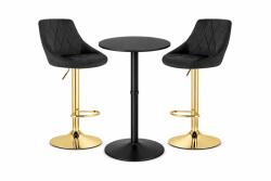 Klubfotel Bárasztal szett: Kast forgószék fekete/arany + fekete kerek bárasztal