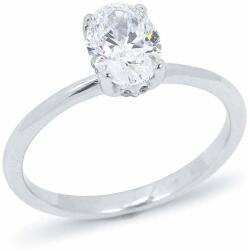 White & Black Labor ovális gyémánt eljegyzési gyűrű fehéraranyból - Hidden Halo - 1, 1 karát - IGI (AU14270)