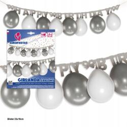  Ouda Party Happy Birthday Feliratos Lufi Ezüst Csillagok