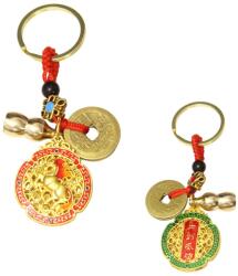  Cal amuleta Wu Lou breloc 10 cm feng shui cu simboluri chinezesti si moneda pentru noroc si succes 1 buc