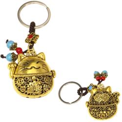 Maneki Neko amuleta feng shui breloc 10 cm cu simboluri chinezesti pentru prosperitate si oportunitati 1 buc
