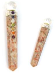  Bagheta Piatra Soarelui - 7 Chakre - Varf Cuart - Sfera Cuart 12x2x2 cm