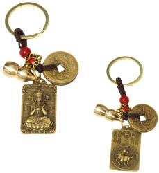  Buddha si cal amuleta feng shui breloc 10 cm cu Wu Lou si moneda cadou cu semnificatie pentru armonie 1 buc