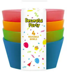  Színes Party félig átlátszó műanyag mélytányér 4 db-os