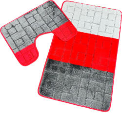 Troya Troya, Fürdőszobai szőnyeg, 2 részes, piros csempe mintás