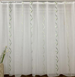 fuggonyoutlet Voile, Roshan, fehér alapon zöld, 500x260 cm