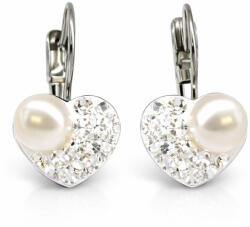HÉRA GYÖNGYÖS SZÍV kapcsos fülbevaló - 10 mm (crystal fehér) (2026012212)