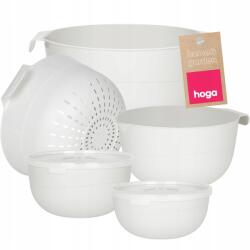 Hoga Konyhai Tálak Fedőkkel Szűrő Tésztaszűrő Edény Készlet Tálak 7 db-os (HGZ1001 BIAŁY)