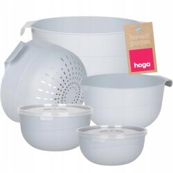 Hoga Konyhai Tálak Fedőkkel Szűrő Tésztaszűrő Edény Készlet Tálak 7 db-os (HGZ1001 JASNO SZARY)