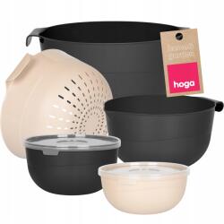 Hoga Konyhai Tálak Fedőkkel Szűrő Tésztaszűrő Edény Készlet Tálak 7 db-os (HGZ1001 CZ BEŻOWY)