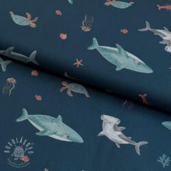  Pamutvászon Sea life petrol digital print
