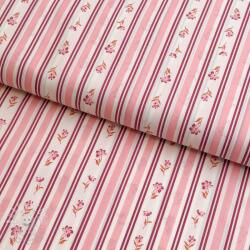  Pamutvászon Fine flowers STRIPE pink