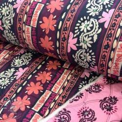  Pamutvászon VOILE STEPPED Daria flower aubergine digital print