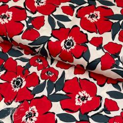  Pamutvászon SATIN Flower Kala offwhite