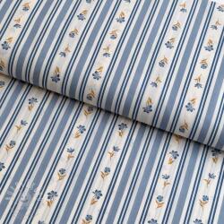  Pamutvászon Fine flowers STRIPE blue