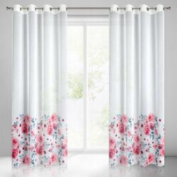 Eurofirany Carla készfüggöny 140x250 fehér, ecsettel festett rózsákkal