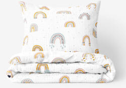 Goldea gyermek krepp ágyneműhuzat - festett szivárványok 150 x 200 és 50 x 60 cm