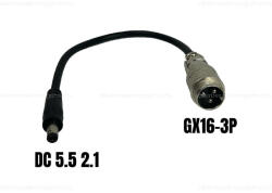  Töltő átalakító adapter GX16-3P papa csatlakozóról DC 5.5 2.1mm mama csatlakozóra