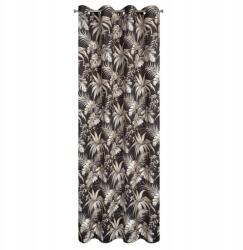 Eurofirany Függöny készre szerelve Magi 140x250 fekete, bézs levelekkel (405409)