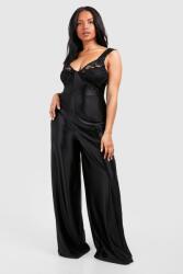 Boohoo Fekete Csipkés Overál 44E B18__XXL