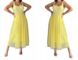  Női gumis tüll maxi szoknya, hosszú, sárga/butter yellow