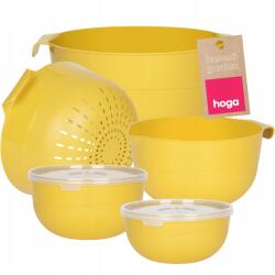 Hoga Konyhai Tálak Fedővel Durszlak Cédrus Edénykészlet Tálak 7 db-os (HGZ1001 MUSZTARDOWY)