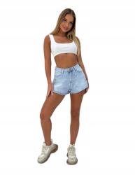 M. Sara Női farmer rövidnadrág szélesebb pillangókkal, strasszos masnikkal M. Sara Xs