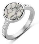 VICTORIA Ezüst színű fehér mintás gyűrű (VBNRZ10950) - perfectbaby