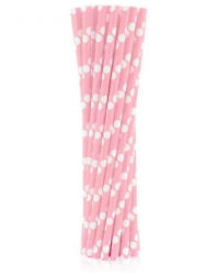  Rózsaszín Light Pink Polka Dots papír szívószál 24 db-os (MLG114850) - perfectbaby