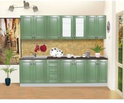 Spectral Mobila Bucatarie Zebra 260 cm din MDF Verde cu blat termoizolant negru
