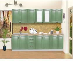 Spectral Mobila Bucatarie Zebra 260 cm din MDF Verde cu blat termoizolant imitatie artar