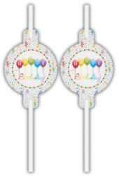PROCOS Happy Birthday Streamers papír szívószál 4 db-os szett (PNN91837) - perfectbaby