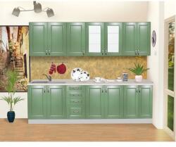 Spectral Mobila Bucatarie Zebra 260 cm din MDF Verde cu blat termoizolant imitatie marmura