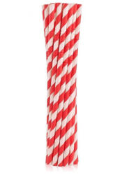  Piros Red Stripes rugalmas papír szívószál 12 db-os (MLG126761) - perfectbaby
