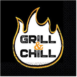 Amscan Grill & Chill Black szalvéta 16 db-os 33x33 cm (DPA9920095)