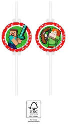 PROCOS Minecraft Green papír szívószál, 4 db-os szett FSC (PNN95663)
