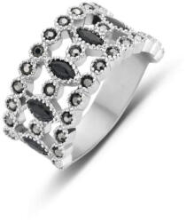 VICTORIA Ezüst színű fekete köves gyűrű (VBKRZ12858) - perfectbaby