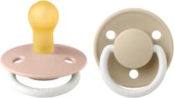 BIBS - Set 2 suzete Fosforescente De Lux Glow Latex, tetina rotunda, 0 luni +-Blush/Vanilla