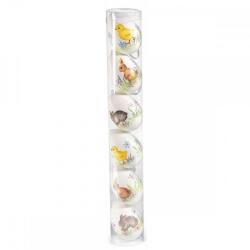 Decorer Set 6 oua decorative plastic suspendabile alb puisor iepuras 4x6 cm (A54.35.49Bdeco)