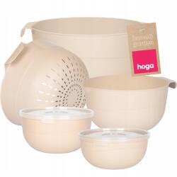Hoga Konyhai Tálak Fedőkkel Szűrő Tésztaszűrő Edény Készlet Tálak 7 db-os (HGZ1001 BEŻOWY)