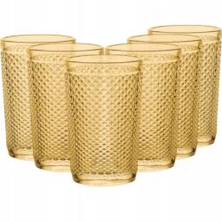 Florina Szett Poharak Magas Long Drink Pohár Borostyán Arany 340ml 6 darabos készlet