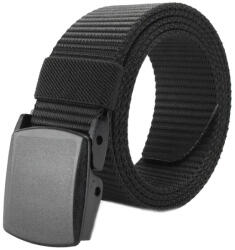 Dodaco Curea barbati din nylon ajustabila, design fara gauri, catarama din plastic rezistent, 120 cm, negru inchis , eleganta discreta, confort si durabilitate