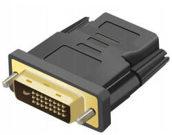 Dodaco Adaptor HDMI mama la DVI tata, 24+1 pini, compatibil Full HD 1080p, conectori placati cu aur, negru