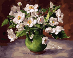 iPicasso Set pictura pe numere, cu sasiu, Anemone in ulcior verde, 40x50 cm (PC40501027)