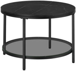 VASAGLE Dohányzóasztal, faux márvány, kerek, edzett üveggel márvány fekete/tinta fekete (LCT072B58)