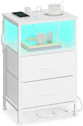 SONGMICS éjjeliszekrény töltőállomással, állítható LED-világítással, hófehér (LGS302WH03)