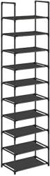 SONGMICS Cipőtartó állvány, 10 szintes, keskeny cipőtároló, 28x45x173 cm, fekete (LSH010B02) - tutihome